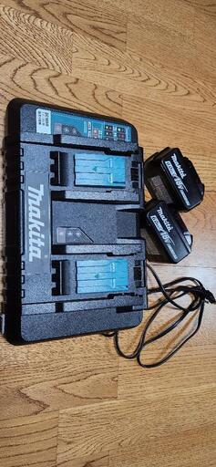 マキタ2口急速充電器DC18RD＋リチウムイオンバッテリBL1860B×2個 純正品 まとめて DC18RD makita 急速充電器 18V