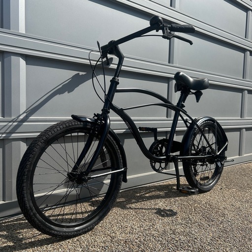 【7万で購入】ビーチクルーザー 黒 20インチ 極太タイヤ シマノ社製変速搭載　BMX HIPHOP アメ村 堀江 ファットバイク ピストバイク【早い者勝ち】