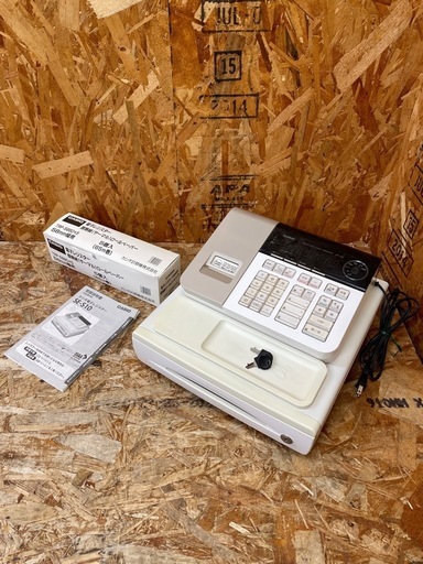 C(6718)カシオ レジスター SE-S10 ホワイト 小型ドロア 鍵付き 感熱紙3個 説明書付き 背面表示 動作品 通電OK 店舗用 業務用 CASIO 中古