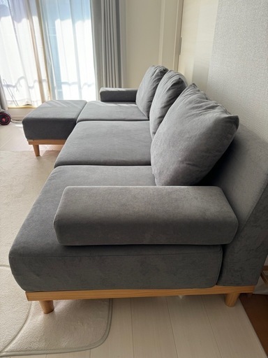 L字カウチソファ(美品) 値下げ】極美品 ニトリ 3P カウチ ソファ Nポケット