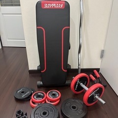 セット商品！◇◆筋トレ17点セット！インクラインベンチ、バー、プレート、ダンベル◆◇