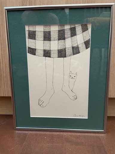越後しのさんの鉛筆画「外は雨」です