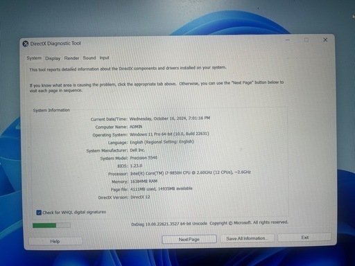 ノートパソコン Dell precision 5540\n