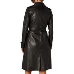 羊革・シャツ襟付きレザートレンチコート Sheep Leather Trench Coat W Shirt Collar