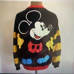 古着 ２WAY「リバーシブル」ビンテージ トレーナー ジャンパー ミッキーマウス Disney L ディズニーランド キャラクター 
