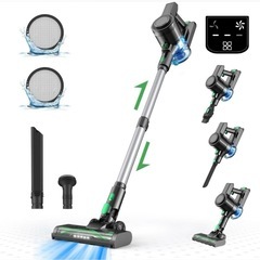 【新品・未開封】【42KPa強力吸引&55分間連続稼働】掃除機 コードレス V9 遠心分離サイクロン コードレス掃除機 そうじき LEDタッチパネル 伸縮型パイプ 多種類ノズル 電気掃除機 LEDライト付き 壁掛け収納 HEPAフィルター 多層濾過 スティッククリーナー フローリング/カーペット/カーテン/ソファ/車に適用 家庭用 