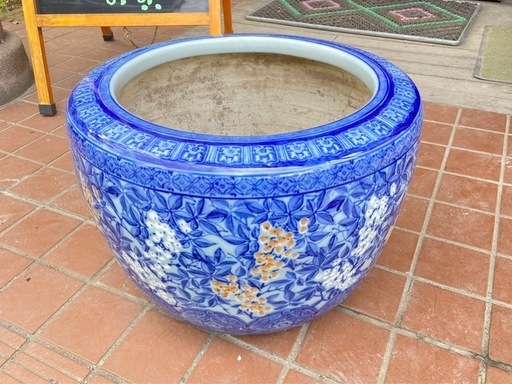 火鉢　中古品　有田焼　山本製　特大　大型　 陶器  サイズ(約)