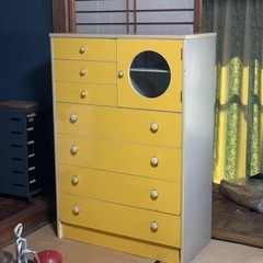 昭和レトロ レトロポップ 木製チェスト 6段タンス 古家具 古道具 ビンテージ 昭和レトロ レトロポップ 木製チェスト 古家具 古道具 ビンテージ