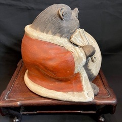 【希少】 信楽焼 狸 たぬき 狸和尚 置物 台座付き 縁起物 陶器 焼物