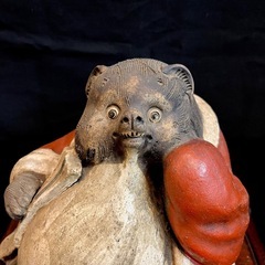 【希少】 信楽焼 狸 たぬき 狸和尚 置物 台座付き 縁起物 陶器 焼物