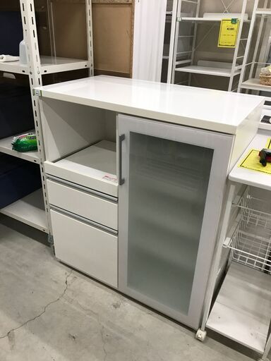 レンジ台 ニトリ ホワイト W(幅)79.5×D(奥行き)36.5×H(高さ)82cm ※クリーニング済み