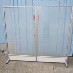 2連脚付パーテーション 半透明 ポリカーボ W1800（900+900） H1600 