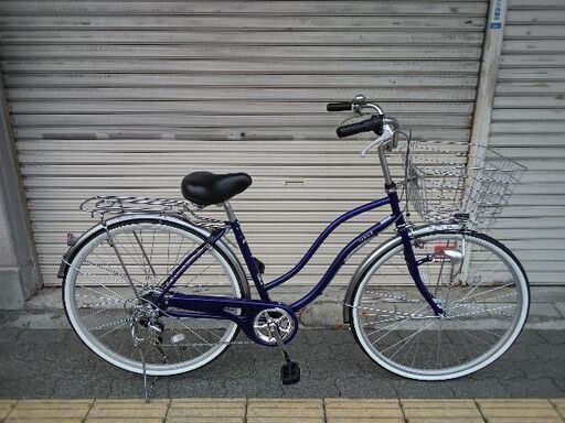 超美品☆☆[カジュリーリラックス]27吋ファミリーサイクル 外装6段/LEDオート/マットネイビー