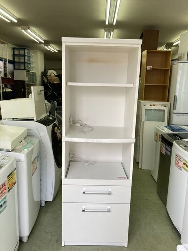 【リサイクルショップ　ピカソ　小松原】幅60 シンプルオープン食器棚／レンジ台　ホワイト/ホワイトエナメル★1065★