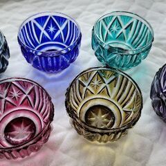 値下げ10月25日まで！薩摩切子未使用品！小付鉢 黄単品又は他の色とまとめ売り可