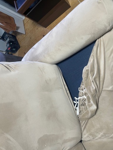 ◇【ニトリ】2人用 電動リクライニングソファ 布張り 布地 ブルー