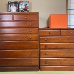 高級　天然木　アイボリーチェスト