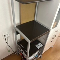 Amazon.co.jp: 不二貿易 レンジ台 キッチンラック 幅51.5×41×高さ89.5cm ホワイト ナチュラル スライド棚 収納 レンジワゴン  キャスター付き 14640 : ホーム＆キッチン