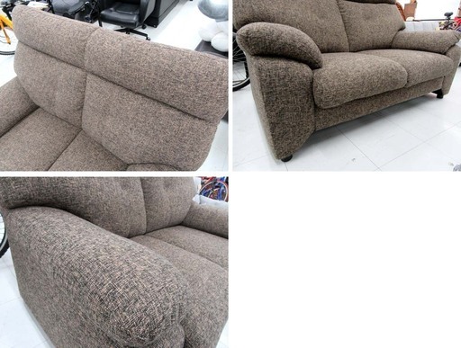 ヤマダオリジナル 2人掛けソファ 布張り シンプル ブラウン d4079 ヤマダ ヤマダオリジナル 2人掛けソファ 布張り シンプル ブラウン