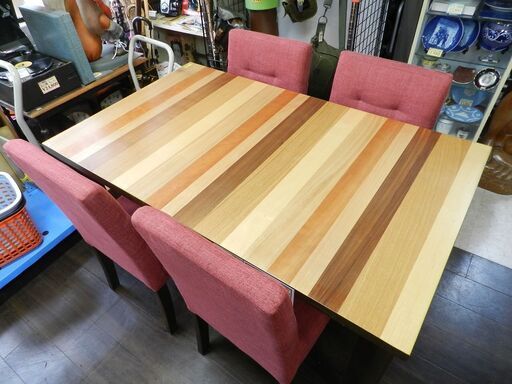 4人掛け ダイニングテーブルセット クッション背もたれ\u0026座面 ダイニングチェア4脚付き