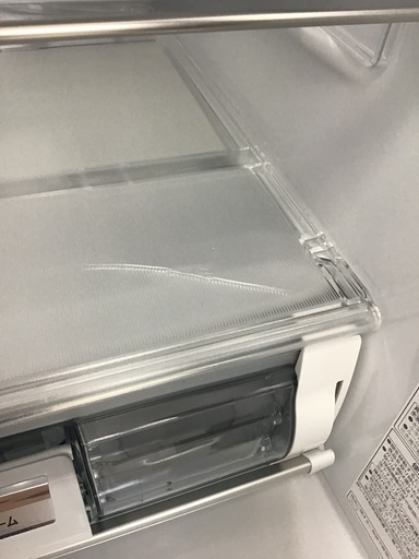 日立 冷蔵庫 幅60cm 401L クリスタルホワイト R-S40K XW 5ドア 右開き まんなか冷凍 強化処理ガラスドア