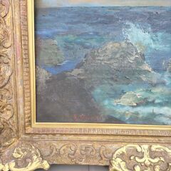 最終処分価格！早逝の明治の天才画家　青木繫の１２号油彩肉筆　「今日の海」