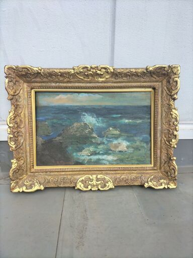 早逝の明治の天才画家 青木繫の12号油彩肉筆 「今日の海」 - その他 