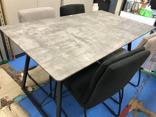 新入荷！マナベインテリア　MIスタイル　テーブル セメント色 幅140cm  傷 汚れに強い メラミン テーブル ダイニング 4人掛け 140  140cm 高さ72 モダン 石目調 セメント調  おしゃれ スチール脚 グレー  灰色 堺市 石津 ジャングルジャングル石津