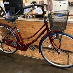 【前輪タイヤ・チェーン新品！】26インチ自転車　ワインレッド 前輪タイヤ・チェーン新品！】26インチ自転車 ワインレッド