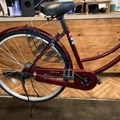 【前輪タイヤ・チェーン新品！】26インチ自転車　ワインレッド 前輪タイヤ・チェーン新品！】26インチ自転車 ワインレッド