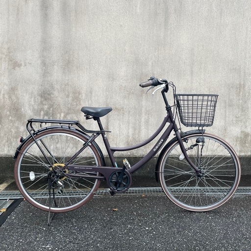【整備済み・美品】26インチ6段変速オートLEDライトブラウンカラー自転車