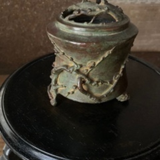 香炉　高岡銅器　蝉型