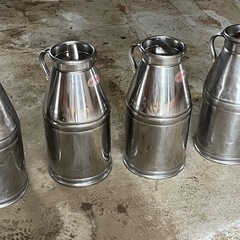 久保の牛乳缶 ステンレス製ミルク缶 オブジェ 飾り アンティーク 傘