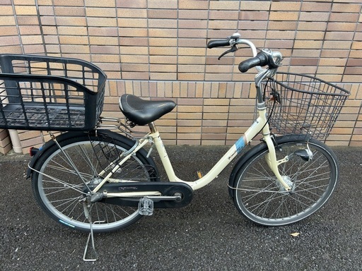 自転車 24インチ 3段ギア 前後かご付き大容量 ママチャリ