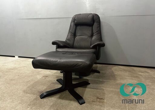 『maruni』マルニ リクライニングチェア パーソナルチェア リラックスチェア ストレスレスチェア オットマン チェア 1P 本革 定価約20万