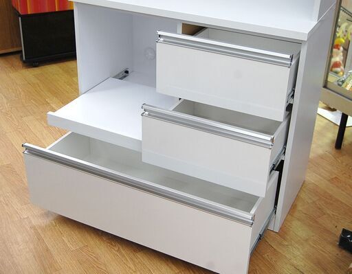 レンジボード 幅90×奥行45×高さ180cm ホワイト 食器棚 キッチンボード