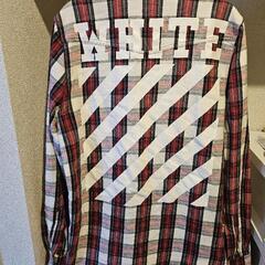 off white オフホワイト バックプリント コットン チェックシャツM