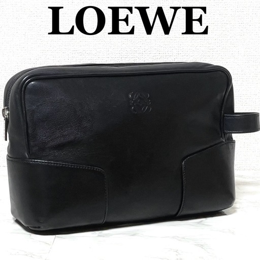 LOEWE ロエベ アナグラム セカンドバッグ レザー ブラック