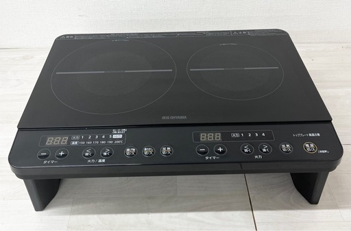 IRIS OHYAMA アイリスオーヤマ 2023年製 高年式 IHコンロ 2口コンロ IHK-W13S-B クッキングヒーター ブラック 工事不要 キッチン家電 電磁調理器
