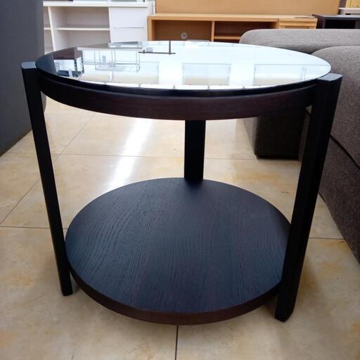 ☆ジモティ割あり☆ アルモニア ガラステーブル ダークブラウン H42