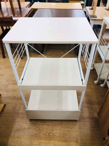 ★ジモティ割あり★  レンジ台　白 白 W60×D47×H100 クリーニング済み SJ7527