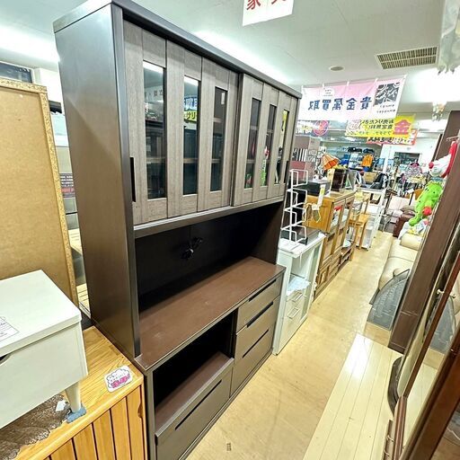 12/17ニトリ 食器棚 アケビ120SKB セパレート 木製