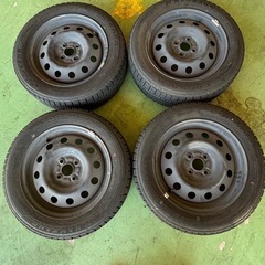 スタッドレス 15インチ PCD100 4穴 ホイールタイヤ付き 鉄ホイール   