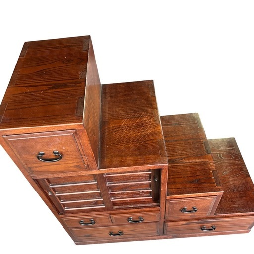 【直接引取限定】階段箪笥 4段 幅86cm 階段タンス ビンテージ 和風家具 階段箪笥 4段 幅86cm 昭和レトロ 階段タンス ビンテージ 天然木 和風