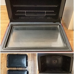 TOSHIBA 東芝 過熱水蒸気オーブンレンジ ER-WD3000(R) レッド系 30L 石窯ドーム 300℃ 2段調理 フラットテーブル 石窯おまかせ焼き 給水カセット式 脱臭 2022年製 動作品