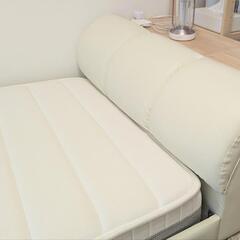 ローベッドフレーム　シングル　白　プレミアムコイルマットレス　背もたれクッション付き※11月23日〜30日引き取り希望日