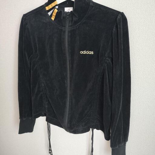 adidas ブラック ベロア トラックジャケット Mサイズ ID053 adidas