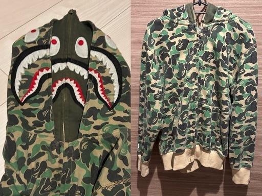 A BATHING APE ®迷彩パーカーWGM刺繍ダブルフードシャークパーカー WGM 