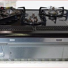 【￥15000-】ハーマン ビルトインコンロ 都市ガス EG32T1V 3口 水無片面焼き グリル 2019年製