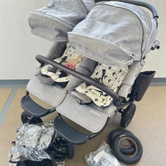【スペアタイヤ2個付き、レインカバー付き】双子　ベビーカー　エアバギー　兄弟　ココダブル